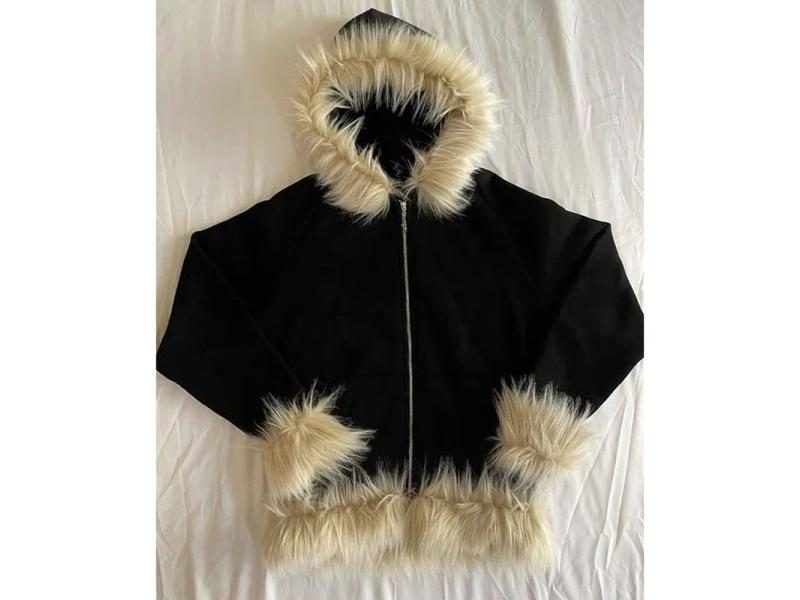 Retro Zip Hoodie Faux Fur Collar Hip Hop Streetwear Carousel 1