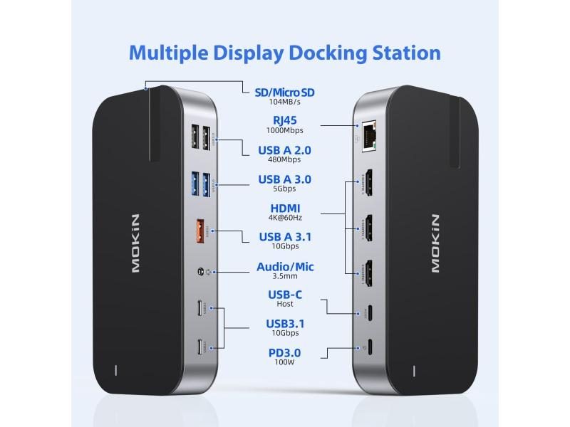 15 In 1 Docking Station For MacBook Dell Triple Monitor Carousel 1