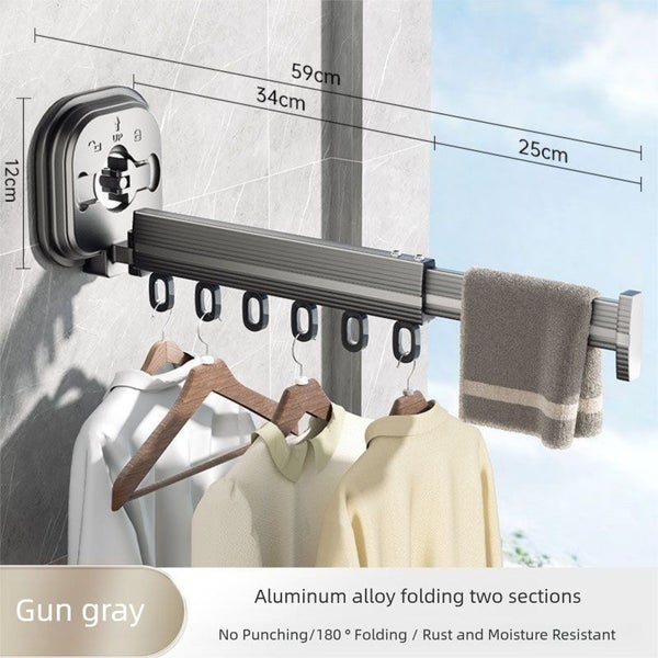 Folding Telescopic Invisible Clothes Dryer Rod For Household Carousel 1