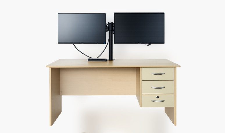 MDF Wood Student 3 Drawers Desktop Table-Good Condition Carousel 1