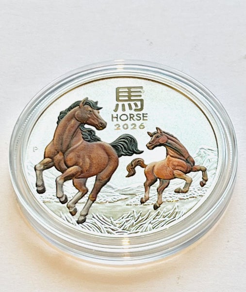 2026 2 oz Lunar Series III - Year of the Horse .9999 Silver Coloured BU Coin Carousel 1
