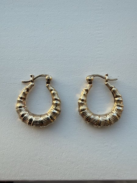 GOLD PLATED 925 STAMPED BAMBOO EARRINGS Carousel 1