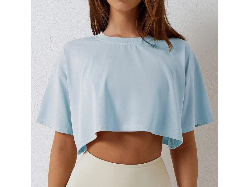 Women Cotton Crop Top For Dance Yoga Fitness Workout Carousel 1