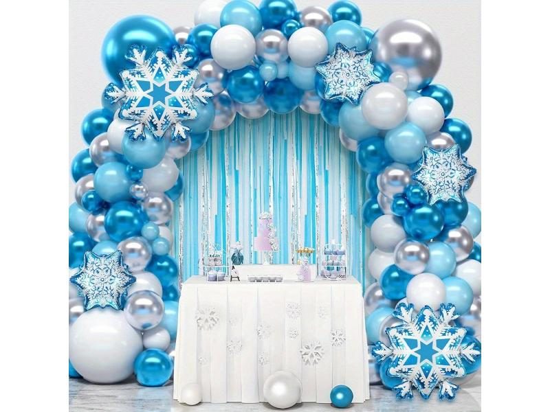 126PCS Snowflake Balloon Wreath Kit For Winter Party Decor Carousel 1