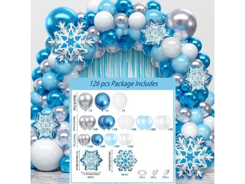 126PCS Snowflake Balloon Wreath Kit For Winter Party Decor Carousel 2