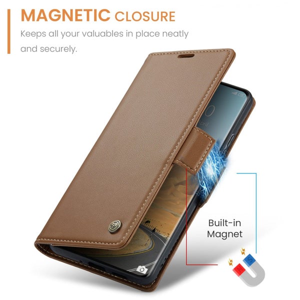 Xiaomi Redmi Note 14 Pro 5G Pu Wallet Case [Brown] Carousel 1