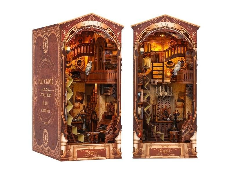 3D Wooden DIY Book Nook Kit With Lighted Magic World Decor Carousel 2
