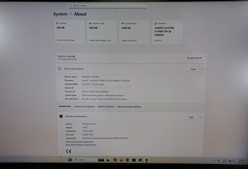 HP ProDesk 600 G5 SFF System, i3 9th Gen, 8GB DDR4, 256GB SSD, 24" LED, Win 11 Carousel 5
