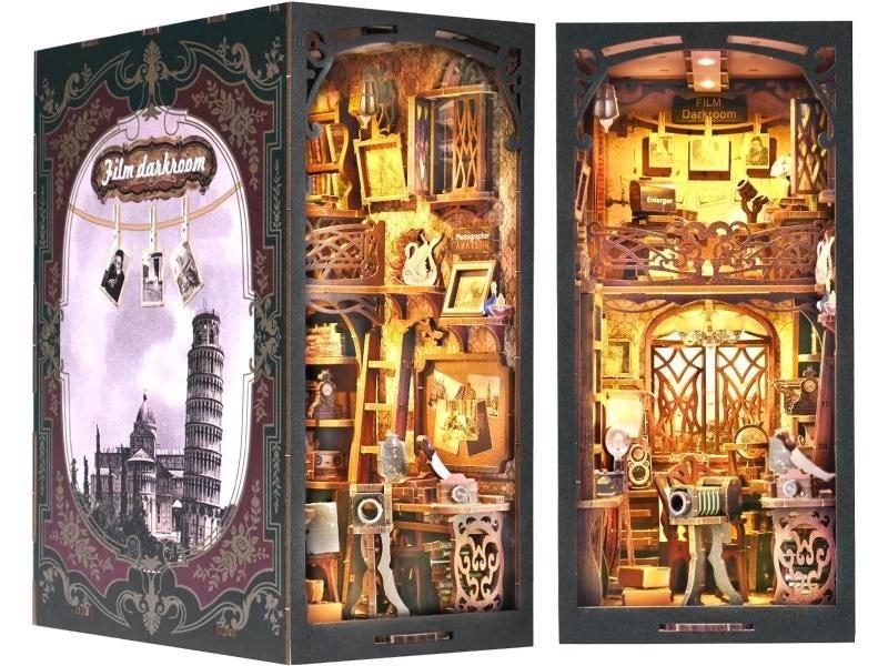 DIY 3D Wooden Puzzle Bookend Book Nook Kit For Room Decor Carousel 1