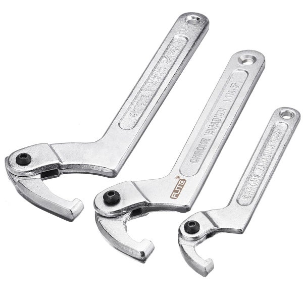 Chrome Vanadium Adjustable Hook Wrench C Spanner Tool 19-51mm 32-76mm 51-120mm Carousel 1