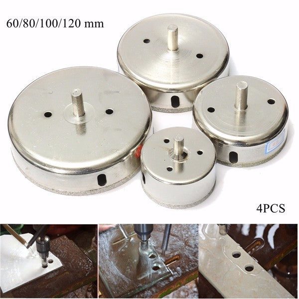 4pcs 60-120mm Diamond Hole Saw Drill Bit Set Tile Ceramic Glass Porcelain Marble Carousel 1