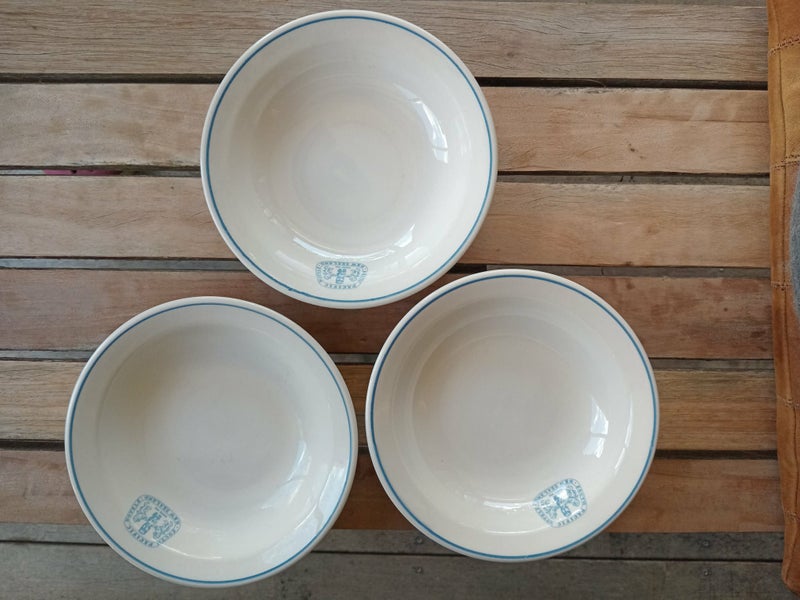 3 x Crown Lynn dessert bowls made for South Pacific Hotels 1971 RARE Carousel 1