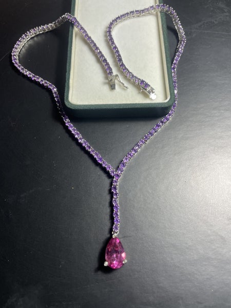 Italian 925 sterling silver tennis necklace Carousel 1