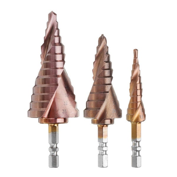 3-13mm/6-25mm/6-35mm M35 Cobalt Step Drill Bit Double R 1/4 Inch Hex Sh Carousel 1