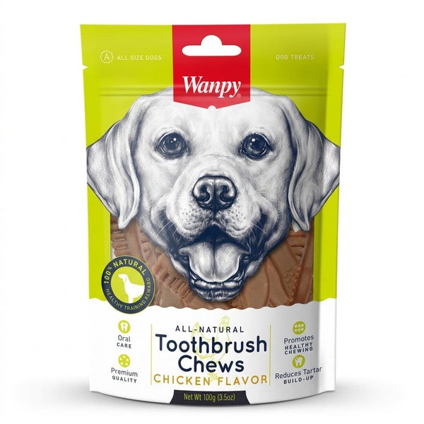 Wanpy Dog Treat Toothbrush Chews - Chicken Flavor | 100g Carousel 1