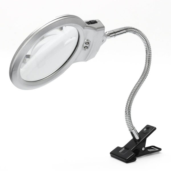 New 2.5 x 90MM 5 x 22MM 2 LED Lighted Table Top Desk Magnifier Magnifying Glass Carousel 1