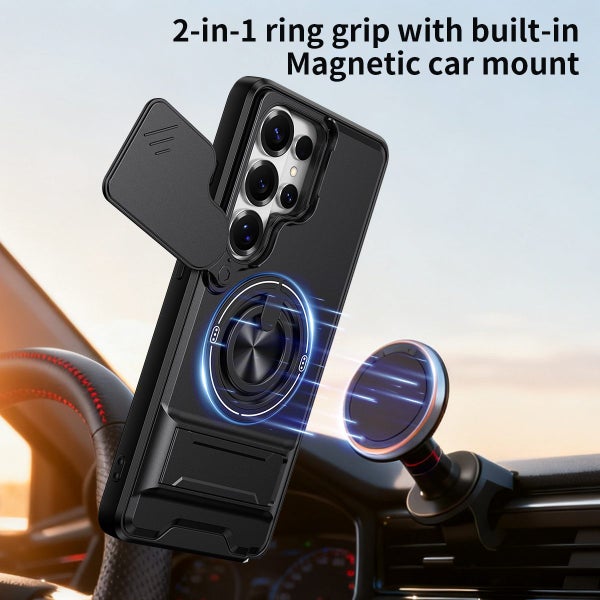 Samsung Galaxy S26 Series Magnetic Ring Stand Case with Camera Slide Cover Carousel 2