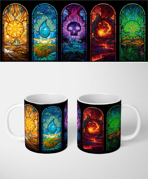 Magic The Gathering Stained Glass Ceramic Coffee Mug Cup Kitchen Drinkware Carousel 1