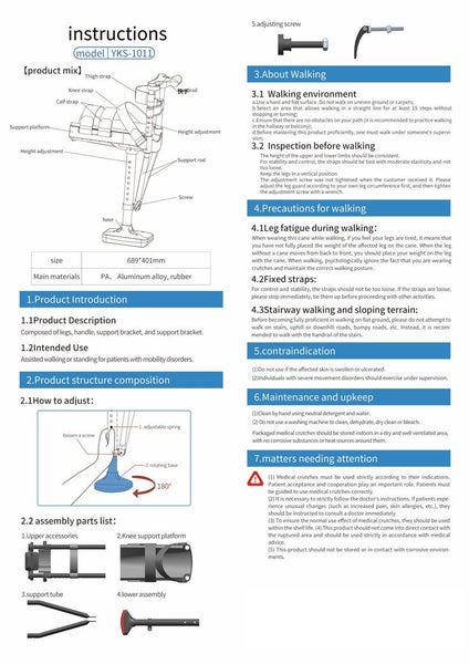NEW Hands-Free Crutches Adjustable Height Single Leg Telescopic Walker General Carousel 9