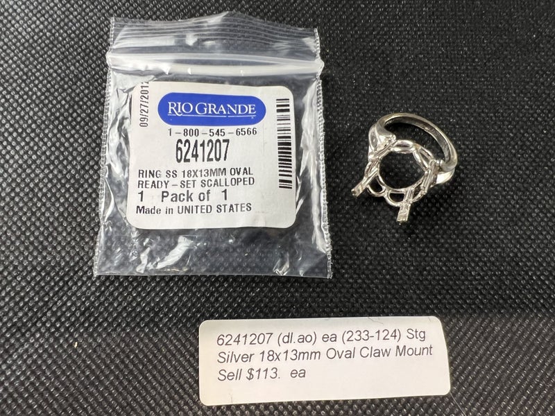 NEW - Sterling Ring Blank 18mm x 13mm Oval Ready Set Scalloped – Lot F692 Carousel 1