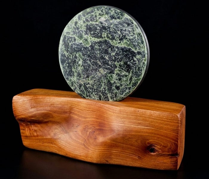 CRAZY $1 RESERVE - NZ Pounamu / Greenstone / Jade Ornament - 120mm (Manuka Base) Carousel 2