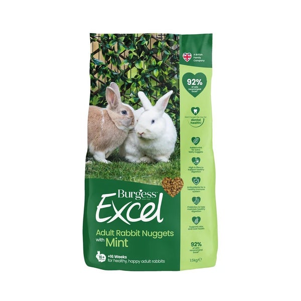 Burgess Excel Adult Rabbit Food Nuggets - With Mint | 1.5KG Carousel 1