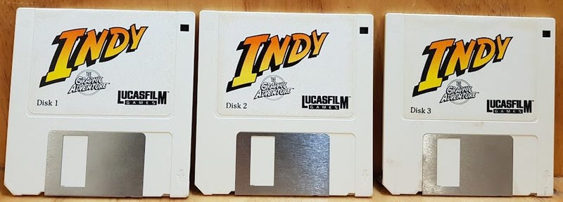 VINTAGE - INDIANA JONES THE LAST CRUSADE FOR MACINTOSH ON 3x 3.5" FLOPPY DISKS Carousel 1