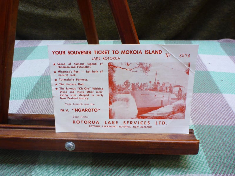 Awesome Vintage NZ Souvenir Ticket To Mokoia Island MV Ngaroto New Zealand Carousel 1