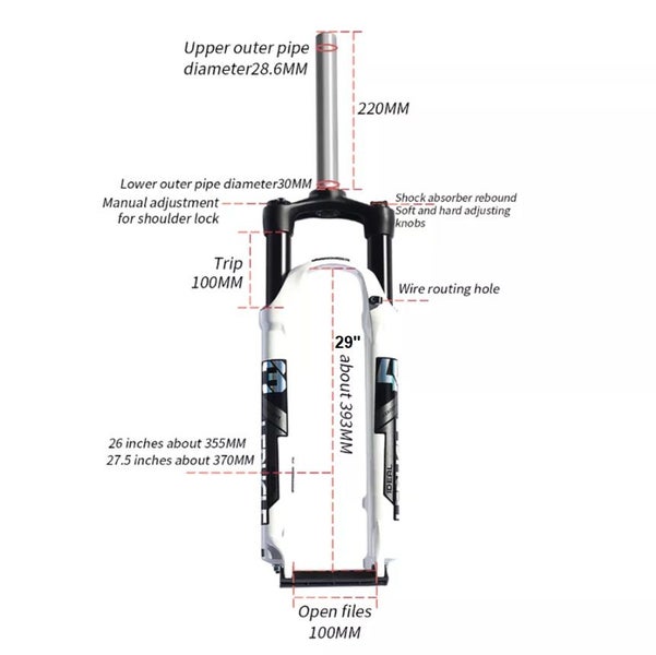 MTB Bike Fork - 27.5" 28.6mm, Spring Suspension, 10cm travel, Aluminum, Black Carousel 2