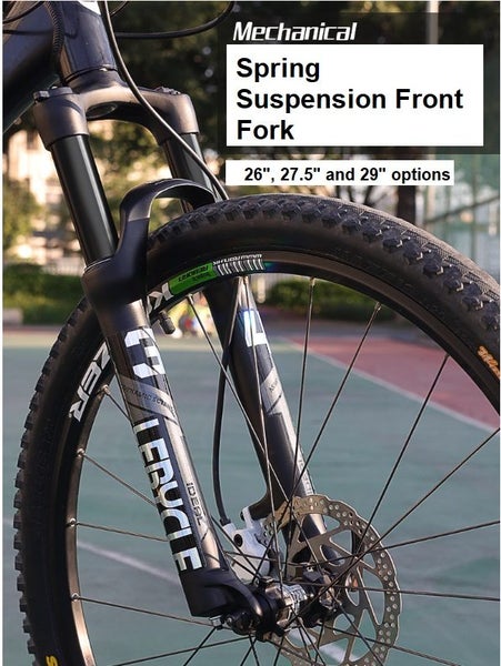 MTB Bike Fork - 27.5" 28.6mm, Spring Suspension, 10cm travel, Aluminum, Black Carousel 6