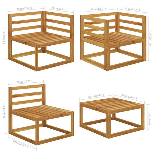 Vida Xl 6 Piece Garden Lounge Set With Cushion Cream Solid Acacia Wood Carousel 2