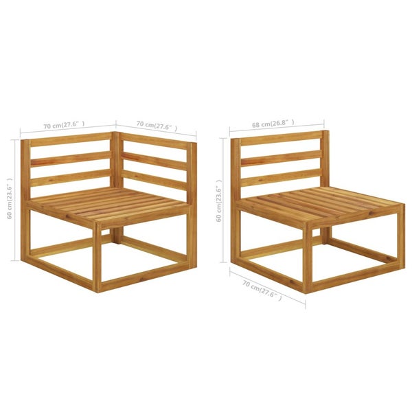 Vida Xl 5 Piece Garden Lounge Set With Cushion Cream Solid Acacia Wood Carousel 2