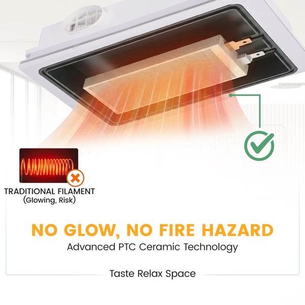 NEW Sleek 3 in 1 PTC Ceramic Heater Lights Warm Air Bathroom Ceiling Exhaust Fan Carousel 2