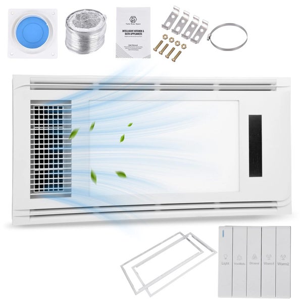 NEW Sleek 3 in 1 PTC Ceramic Heater Lights Warm Air Bathroom Ceiling Exhaust Fan Carousel 1
