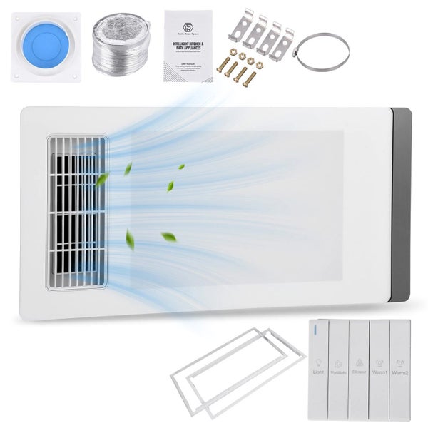 NEW 3 in 1 Exhaust Fan PTC Ceramic Heater LED Warm Air Bathroom Ceiling Fixture Carousel 1