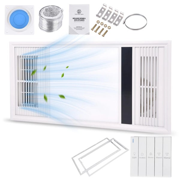 NEW 3 in 1 PTC Ceramic Heater Exhaust Fan Lights Warm Air Bathroom Ceiling Combo Carousel 1