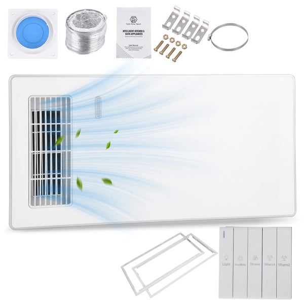 NEW Deluxe 3 in 1 Bathroom Ceiling Exhaust Fan PTC Ceramic Heater Light Warm Air Carousel 1