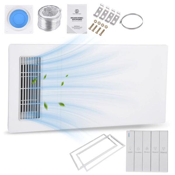 NEW Bathroom Ceiling PTC Ceramic Heater 3 in 1 Exhaust Fan Lights Warm Air Flow Carousel 1