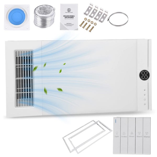 NEW Quiet 3 in 1 Bathroom Ceiling Exhaust Fan PTC Ceramic Heater Lights Warm Air Carousel 1