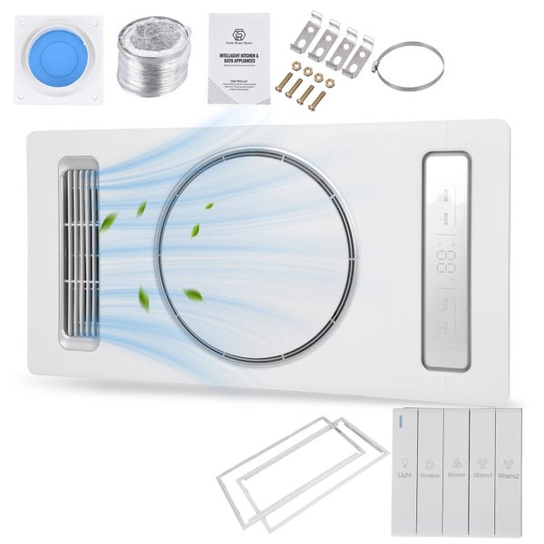New Premium 3 in 1 Bathroom Ceiling Exhaust Fan PTC Ceramic Heater LED Warm Air Carousel 1