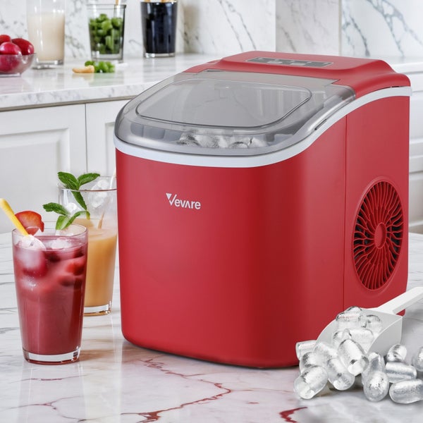 Vevare Portable Ice Maker Machine Ice Cube Tray 12kg Bar Countertop Red Carousel 1