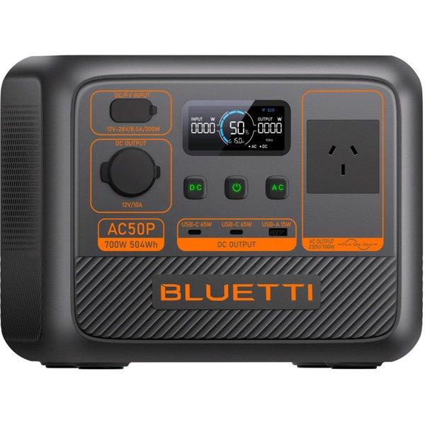 Bluetti AC50P Portable Power Station 504WH 1* AC 700W, 2* USB-C 65W, 1* USB-A Carousel 6