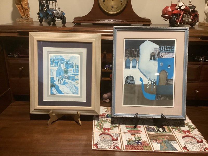 Modernist Rosina Wachtmeister print and other both signed Retro framed Carousel 1