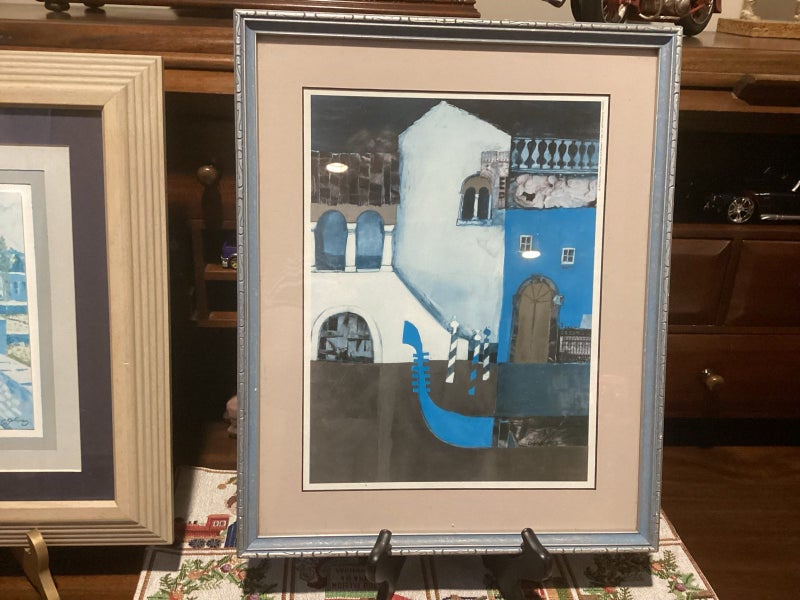 Modernist Rosina Wachtmeister print and other both signed Retro framed Carousel 2