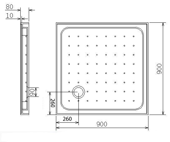 Shower Box 2sided 900x900mm in chrome colour Carousel 3
