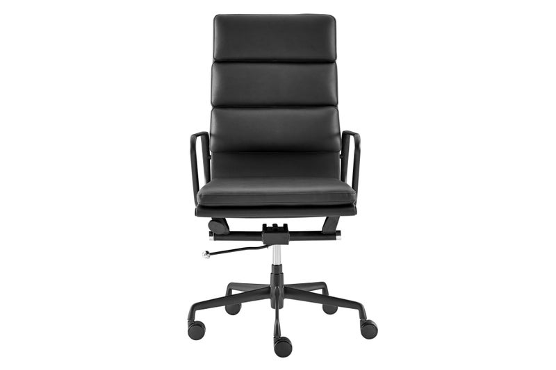 Matt Blatt Eames Replica High Back Soft Pad Leather Office Chair (Black/Black) Carousel 1
