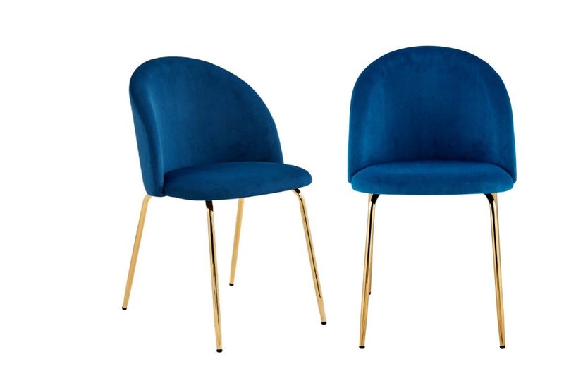 Set of 2 Shangri-La Subiaco Velvet Dining Chairs (Navy) Carousel 1
