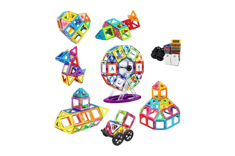 136 Piece Kids Magnetic Building Block Tile Set Carousel 1