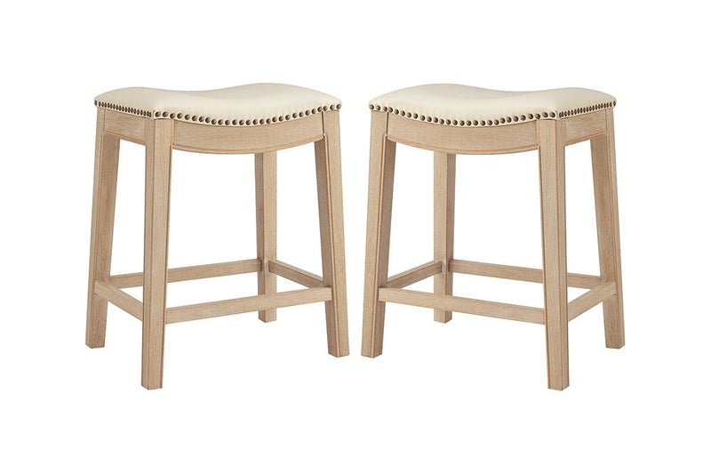 Set of 2 Brosa Fleur Backless Counter Stools (Cream) Carousel 1