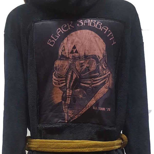 Black Sabbath Bathrobe US Tour 78 Logo Official Black super soft fleece Unisex Carousel 2